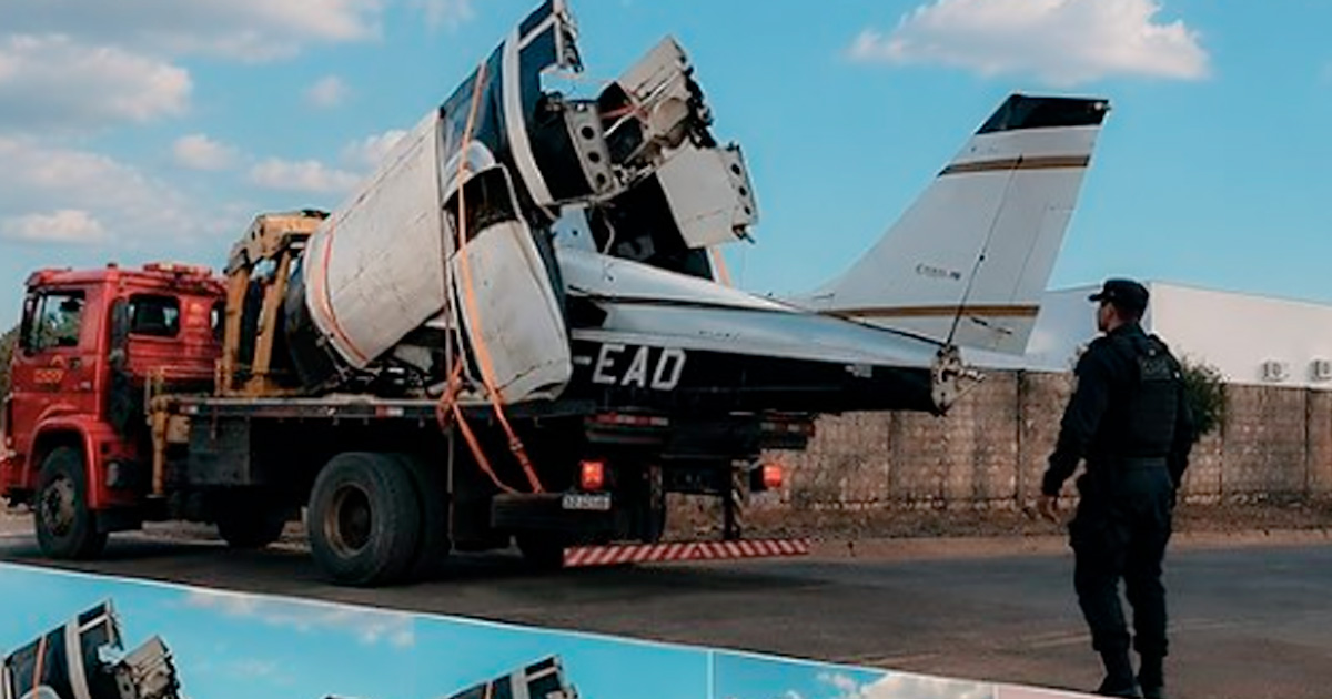 Avião é encontrado desmontado em caminhão e 4 homens são presos em MT
