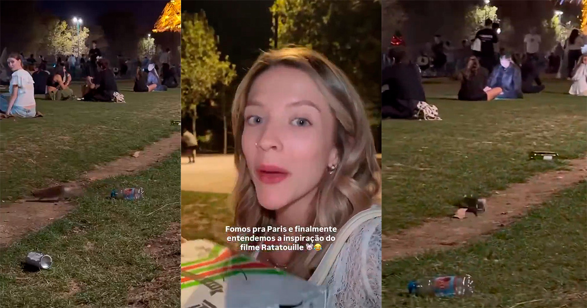 Influenciadores mostram RATO andando em meio aos turistas na Torre Eiffel, em Paris.