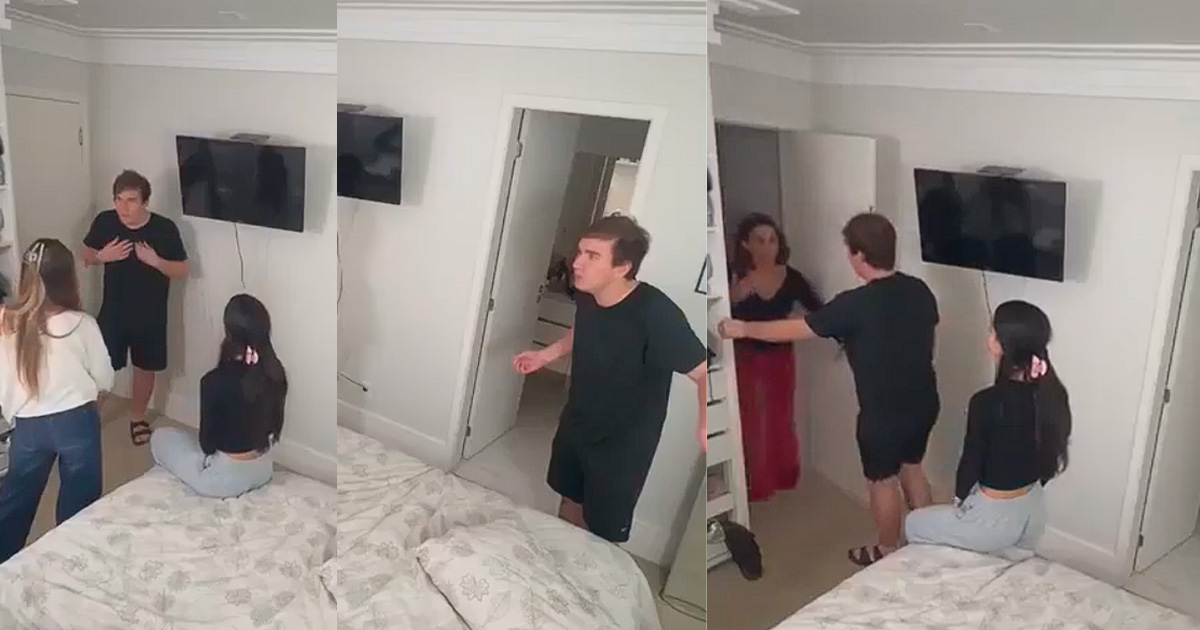 Menino é desmascarado por suas 2 namoradas, e entra em desespero.