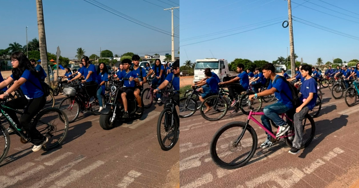 Passeio ciclístico aproxima estudantes da natureza e incentiva o cuidado com o meio ambiente em Sinop